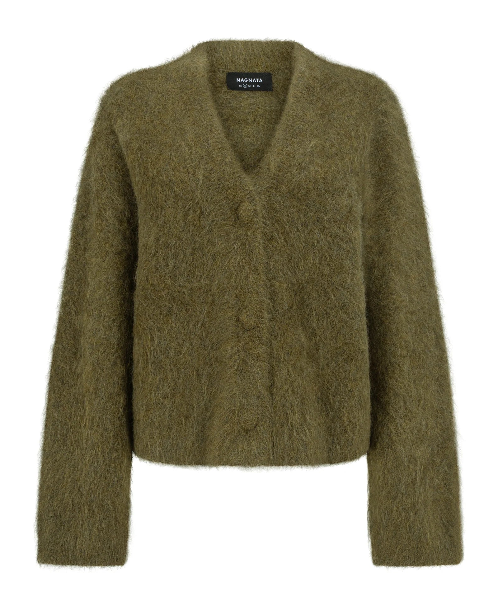 Nagnata Brushed Alpaca Cardigan in Moss