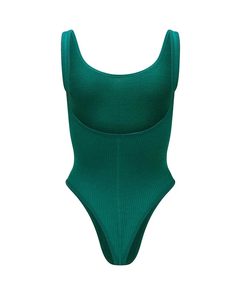 Nagnata Classic Wool Bodysuit in Kelp