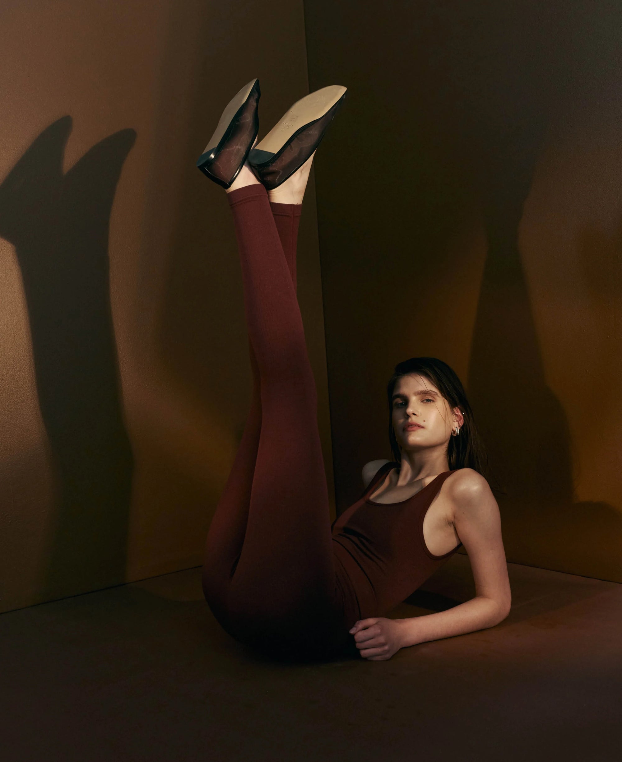 Nagnata Classic Wool Rib Legging in Mulberry