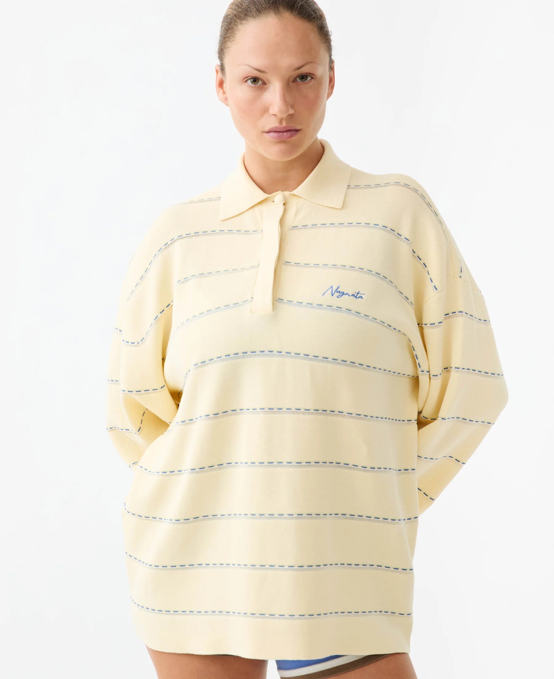 Nagnata Organic Drop Needle Polo in Vanilla