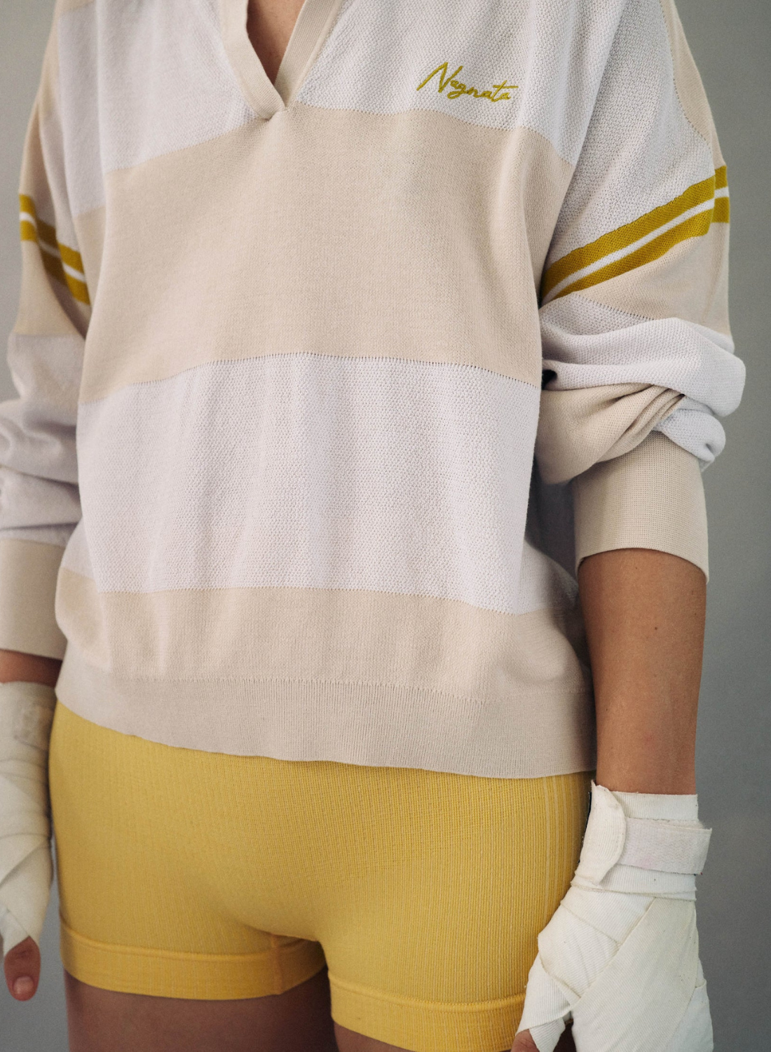 Nagnata Organic Ivy Crop Polo in Vanilla