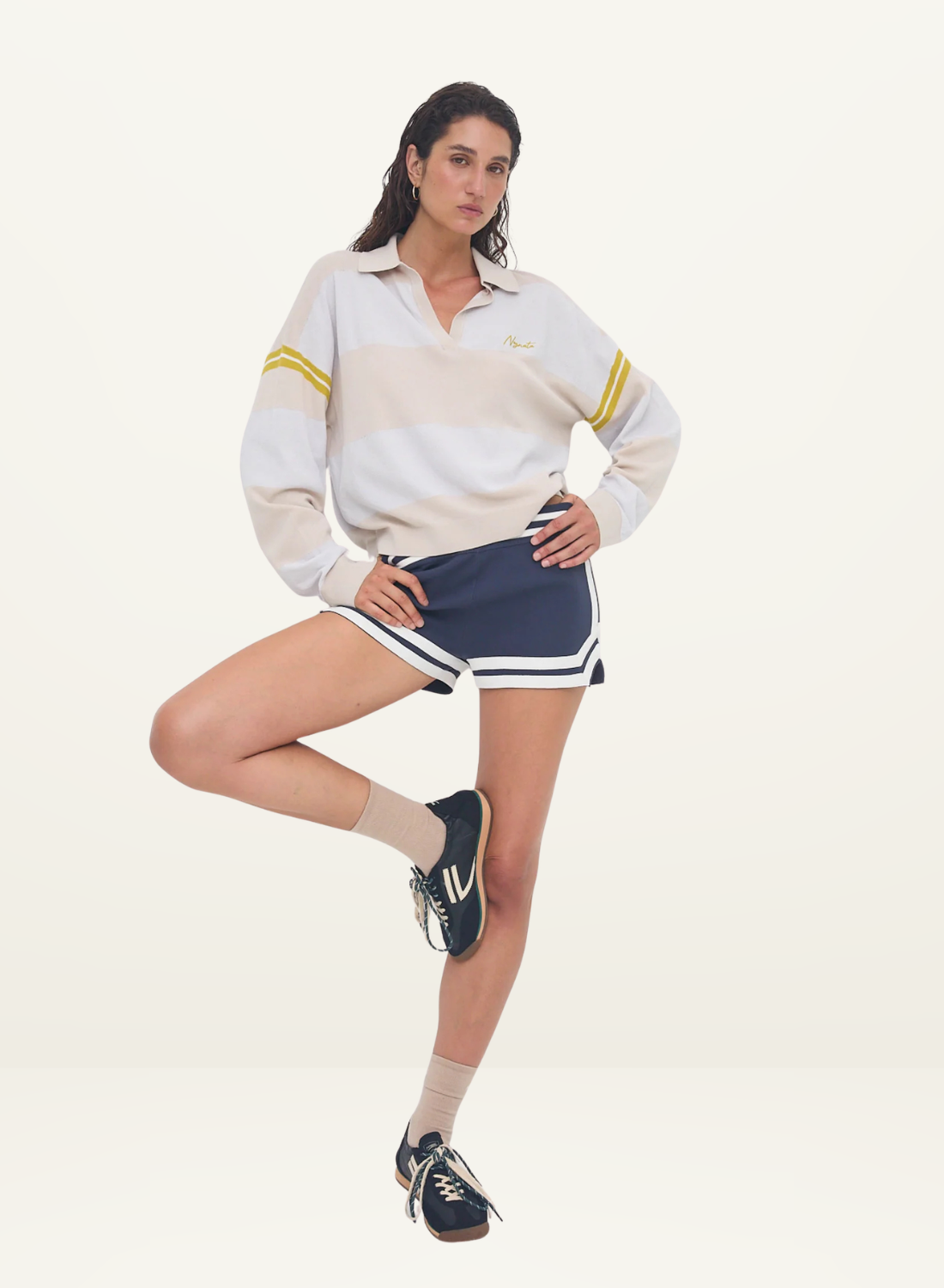 Nagnata Organic Ivy Crop Polo in Vanilla