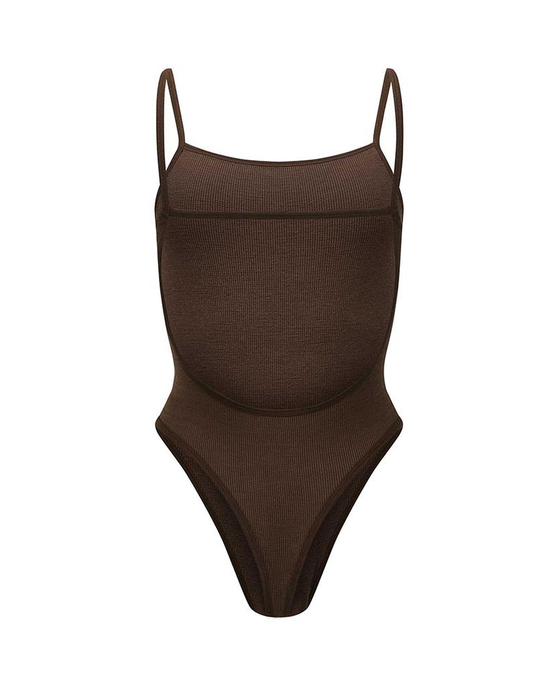 Nagnata Ballet Wool Bodysuit in Bark