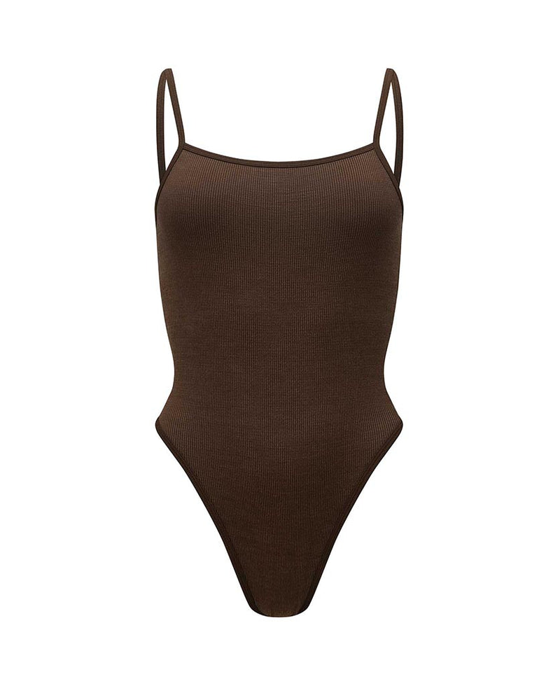 Nagnata Ballet Wool Bodysuit in Bark