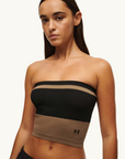 PE Nation Restore Strapless Top in FOSSIL & BLACK