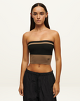 PE Nation Restore Strapless Top in FOSSIL & BLACK