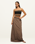 PE Nation Restore Strapless Top in FOSSIL & BLACK