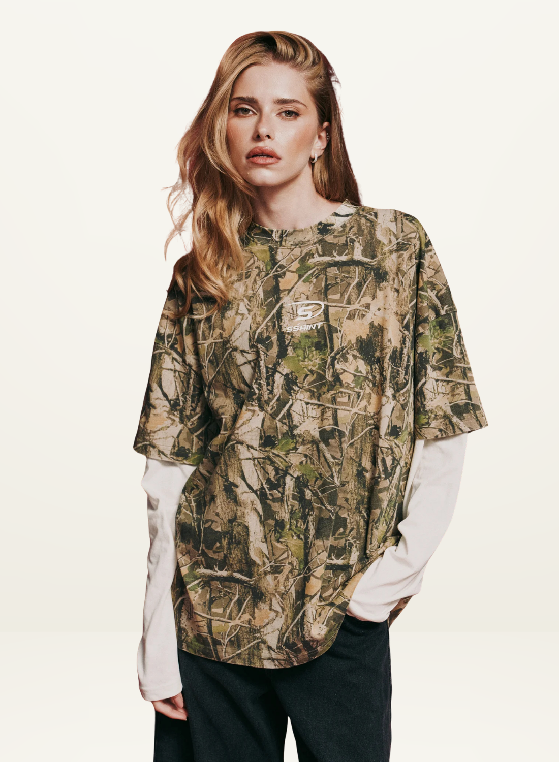SSAINT Boxy Layered Tee in Vintage Camo