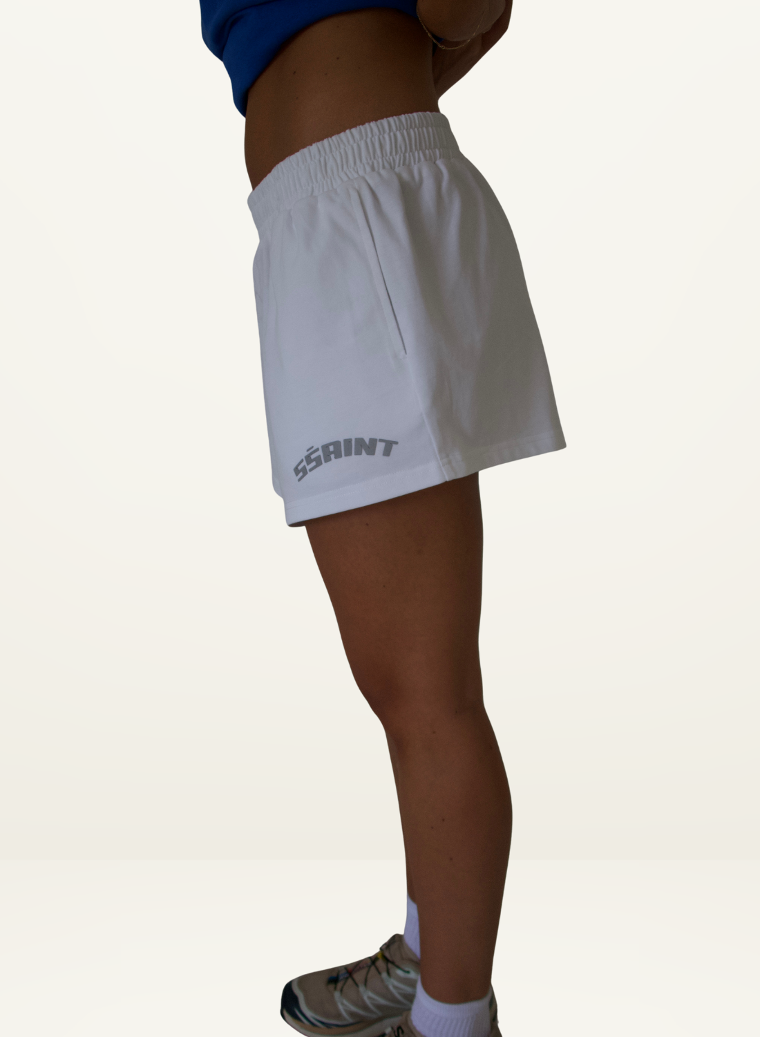 SSAINT Reflective Logo Shorts in White