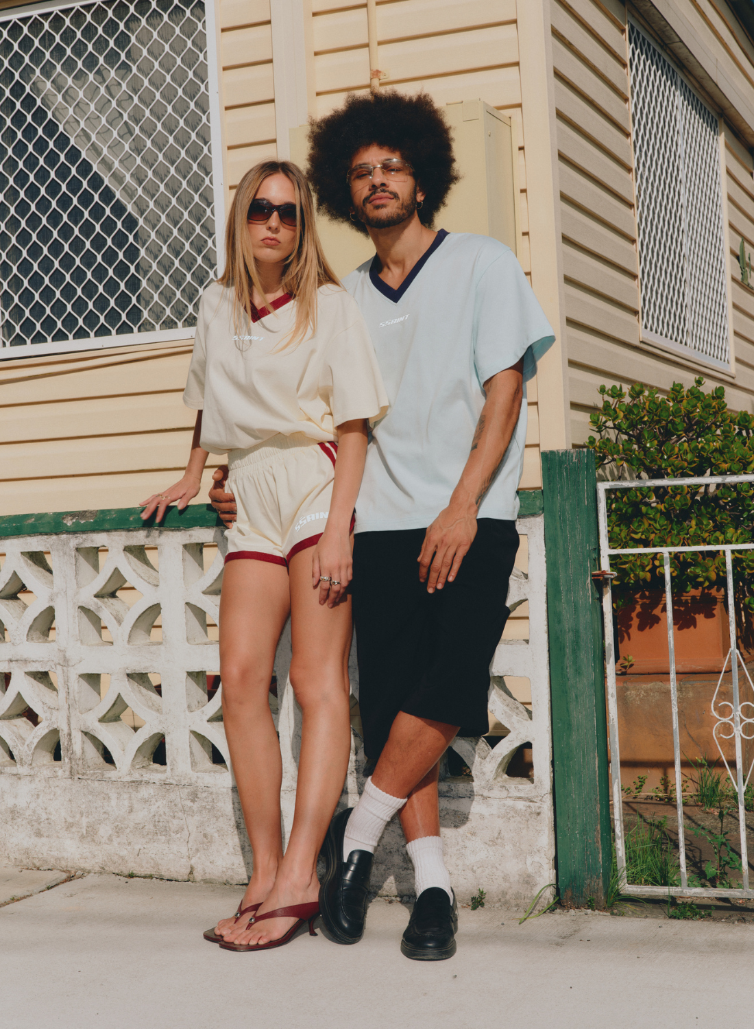 SSAINT Reflective V Neck Tee in Butter // COMING SOON