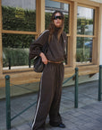 SSAINT Windbreaker Zip Jacket in Brown/Cream