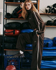SSAINT Windbreaker Zip Jacket in Brown/Cream