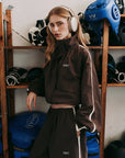 SSAINT Windbreaker Zip Jacket in Brown/Cream