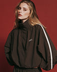 SSAINT Windbreaker Zip Jacket in Brown/Cream