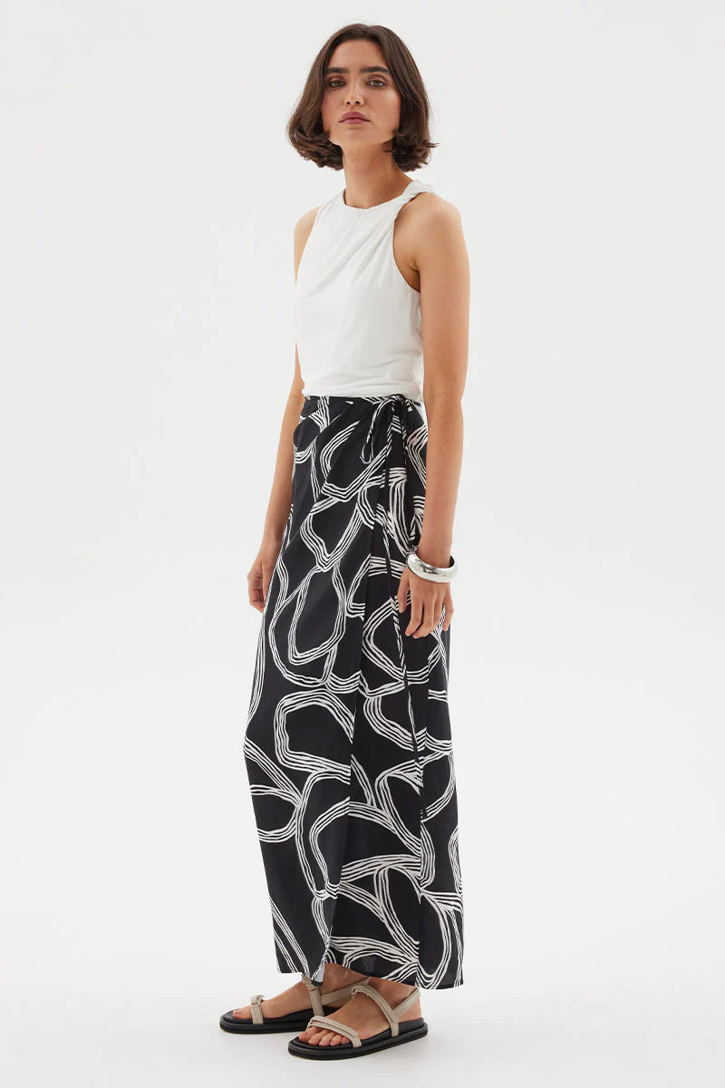 Sgraffito Wrap Maxi Skirt BLACK Sovere-Sovere-Frolic Girls