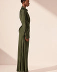 Shae Draped Shirt Maxi Dress PINE GREEN Shona Joy-Shona Joy-Frolic Girls