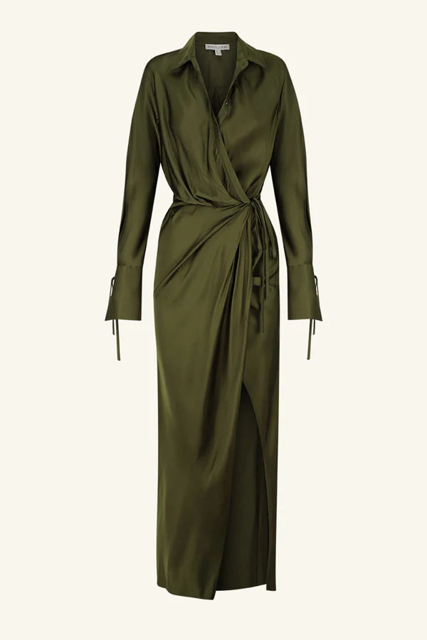 Shae Draped Shirt Maxi Dress PINE GREEN Shona Joy-Shona Joy-Frolic Girls