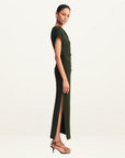 Shona Joy Beau Asymmetric Midi Dress in ARMY GREEN