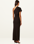 Shona Joy Beau Asymmetrical Midi Dress in Black