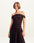 Shona Joy Brooks Off Shoulder Maxi Dress in Ganache