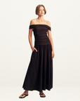 Shona Joy Brooks Off Shoulder Maxi Dress in Ganache
