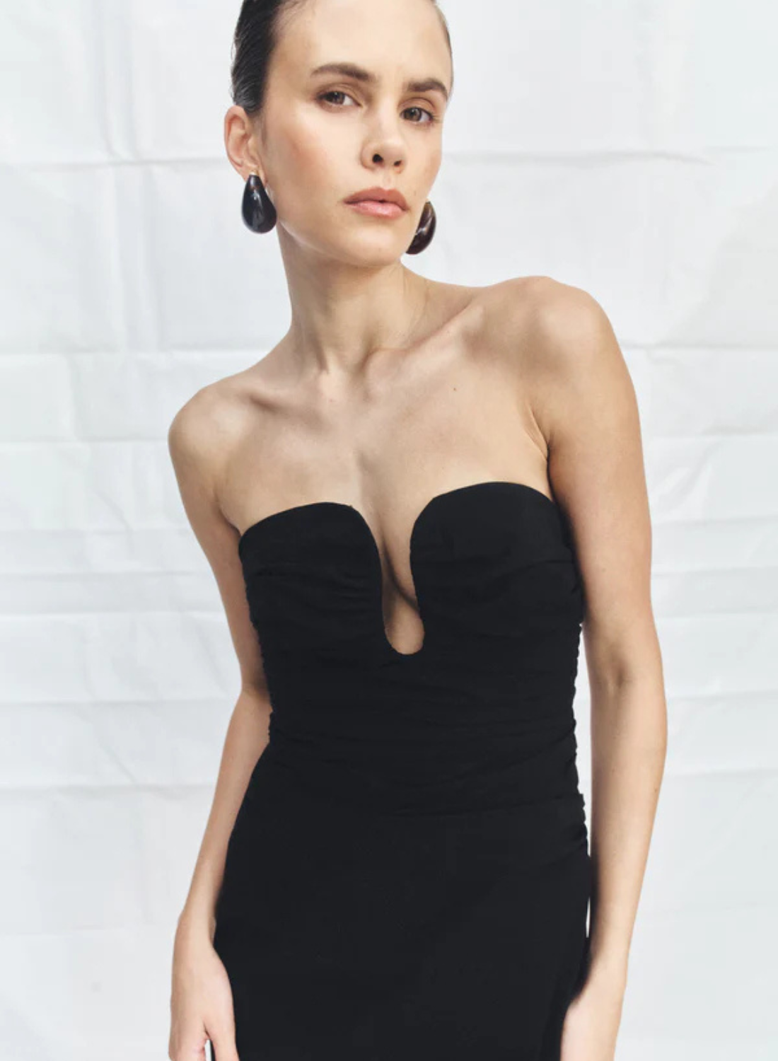 Shona Joy Campbell Strapless U Wire Maxi Dress in Black