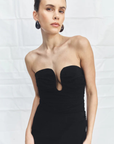 Shona Joy Campbell Strapless U Wire Maxi Dress in Black