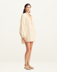 Shona Joy Elio Blouson Mini Dress in Buttercream Stripe