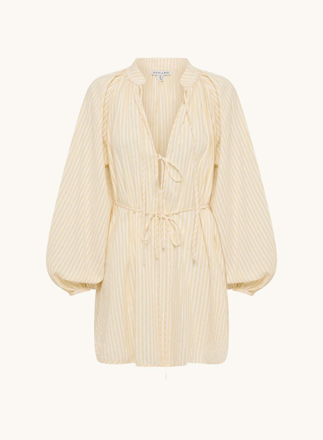 Shona Joy Elio Blouson Mini Dress in Buttercream Stripe