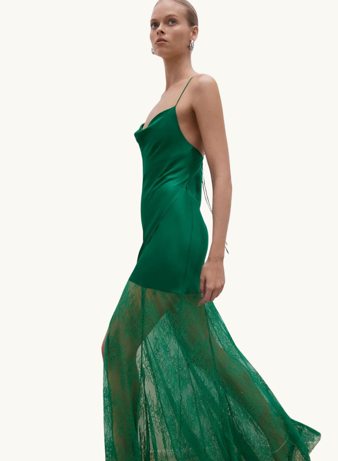 Shona Joy Elle Silk Lace Cowl Maxi Dress in EMERALD GREEN-Shona Joy-Frolic Girls