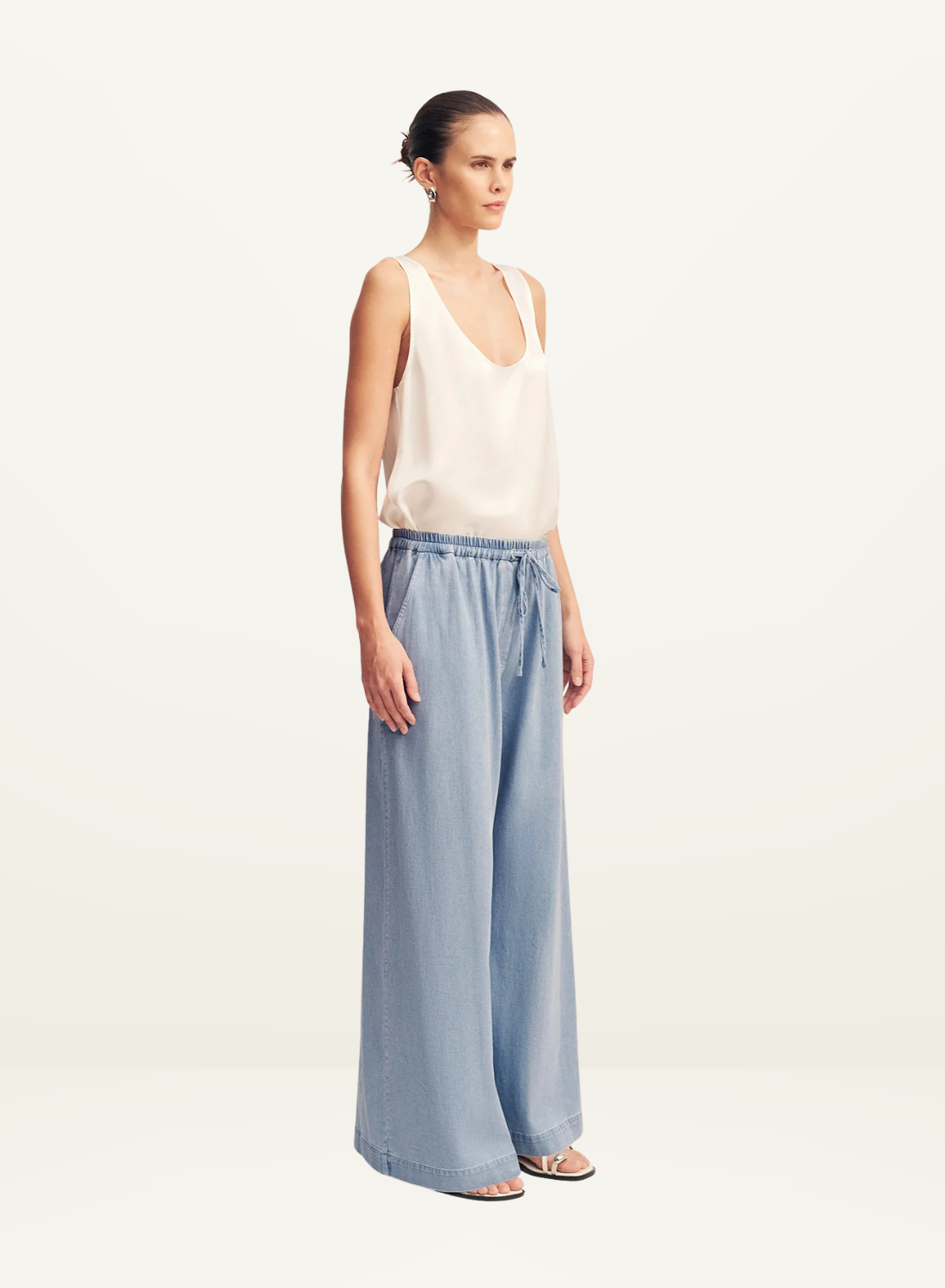 Shona Joy Ellsworth Wide Leg Pant in Bleached Blue