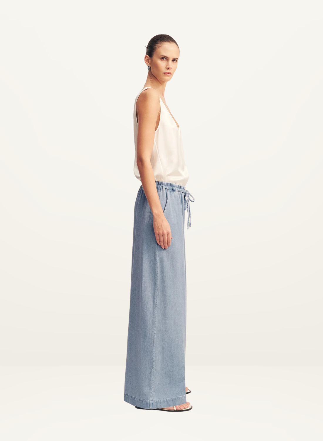 Shona Joy Ellsworth Wide Leg Pant in Bleached Blue