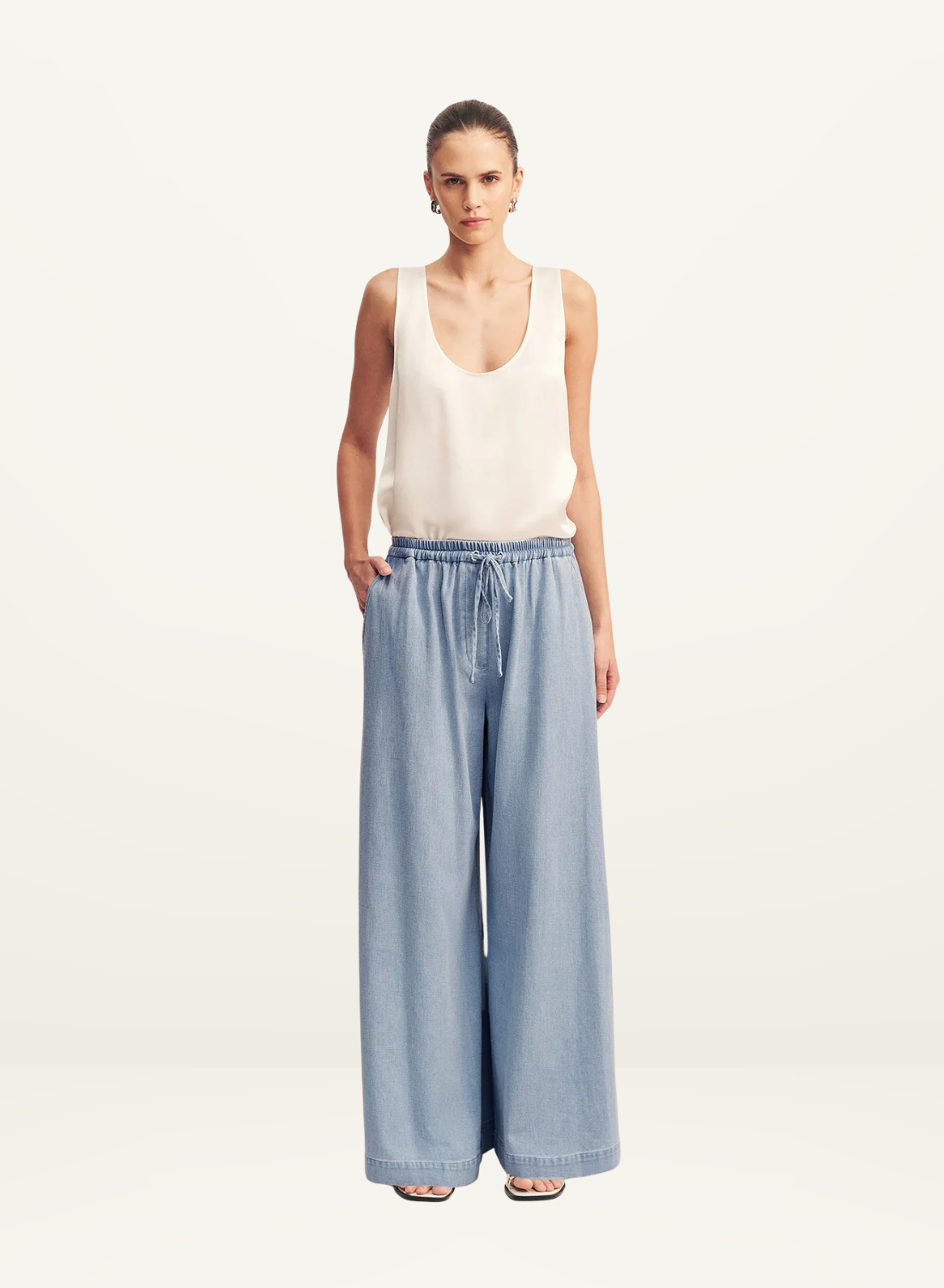 Shona Joy Ellsworth Wide Leg Pant in Bleached Blue