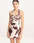 Shona Joy Emmett Halter Draped Mini Dress in REDWOOD