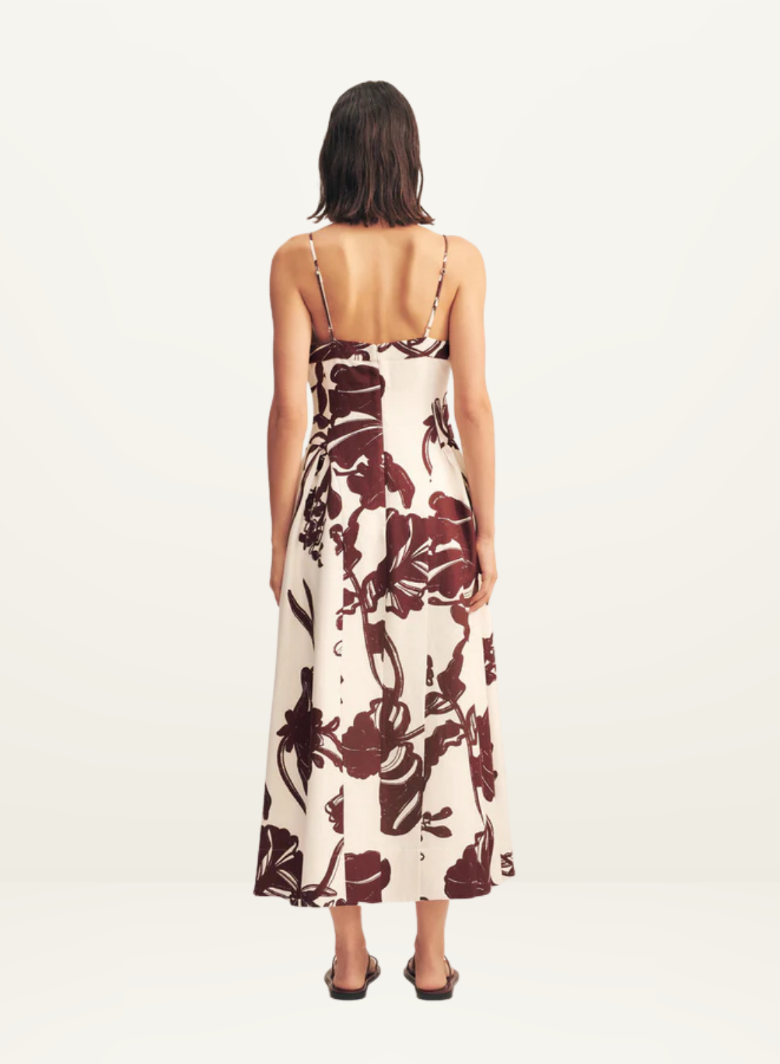 Shona Joy Emmett Square Neck Panelled Midi Dress in REDWOOD