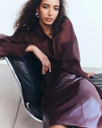 Shona Joy Lilou Patent Midi Skirt in Port Royale