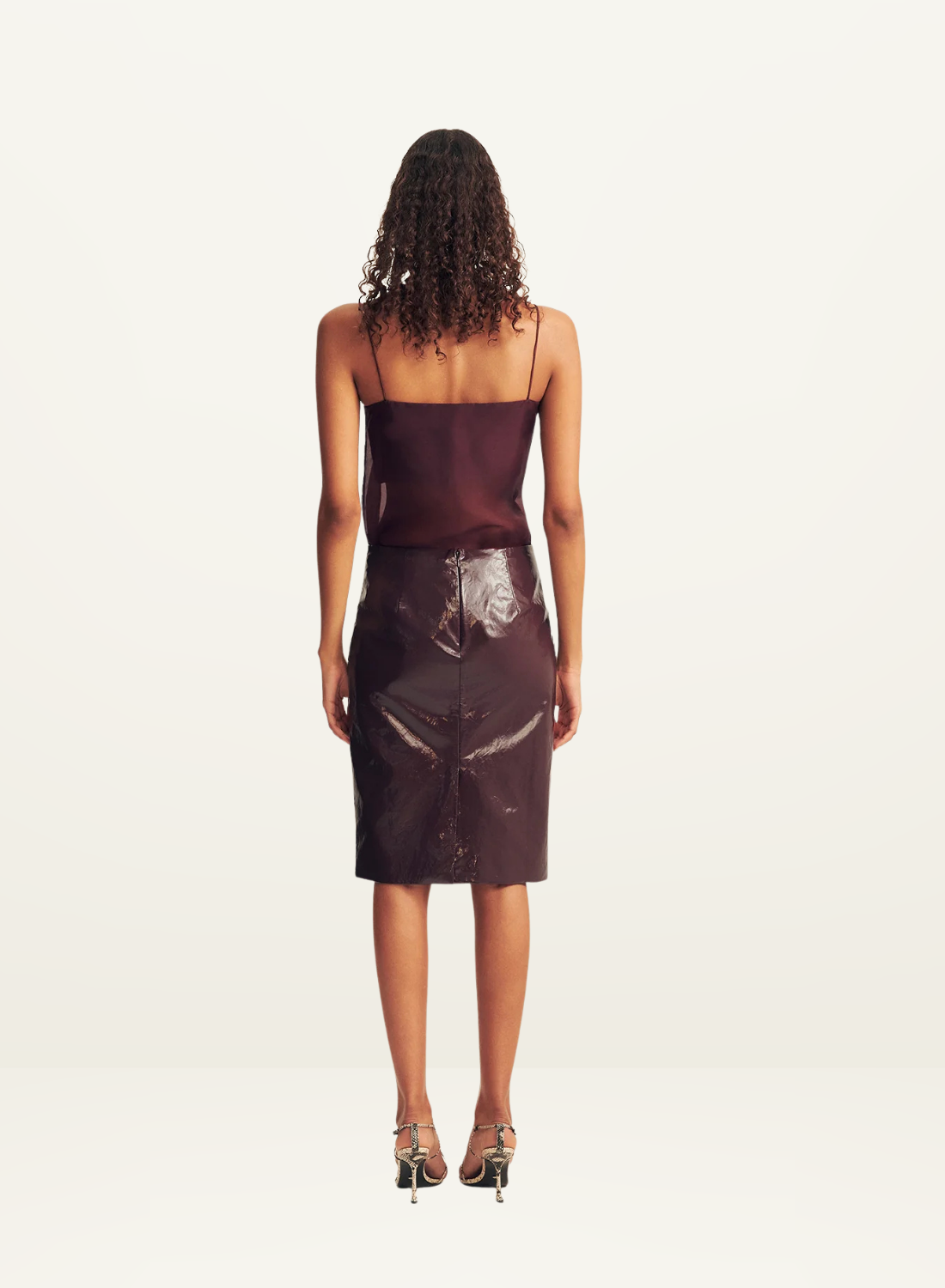 Shona Joy Lilou Patent Midi Skirt in Port Royale