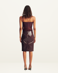 Shona Joy Lilou Patent Midi Skirt in Port Royale