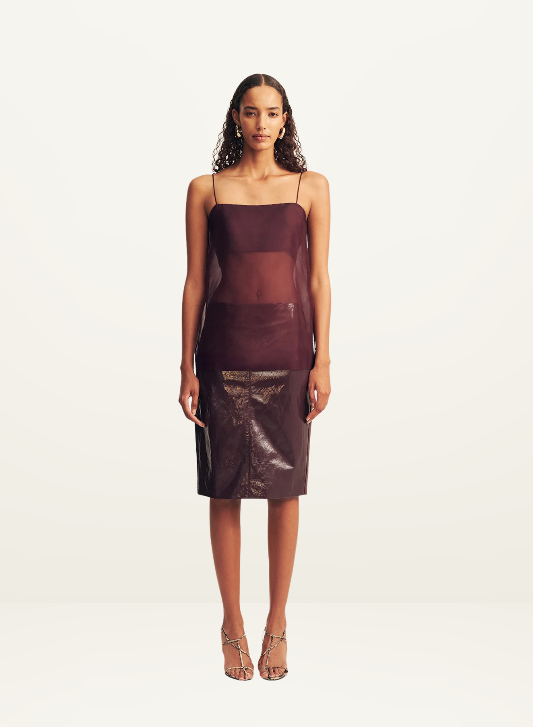 Shona Joy Lilou Patent Midi Skirt in Port Royale