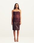 Shona Joy Lilou Patent Midi Skirt in Port Royale