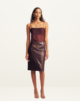 Shona Joy Lilou Patent Midi Skirt in Port Royale