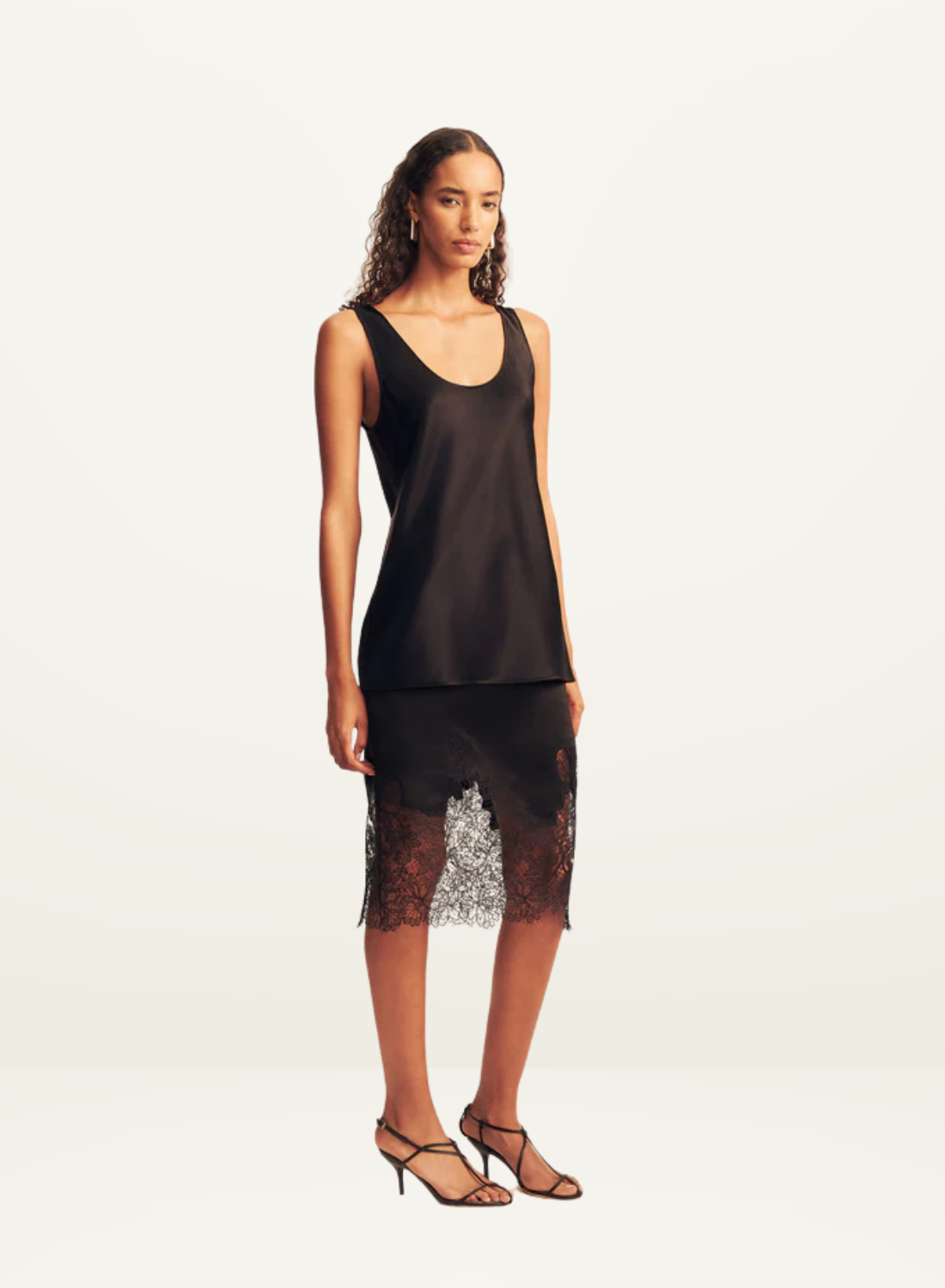Shona Joy Lucia Lace Slip Skirt in Black