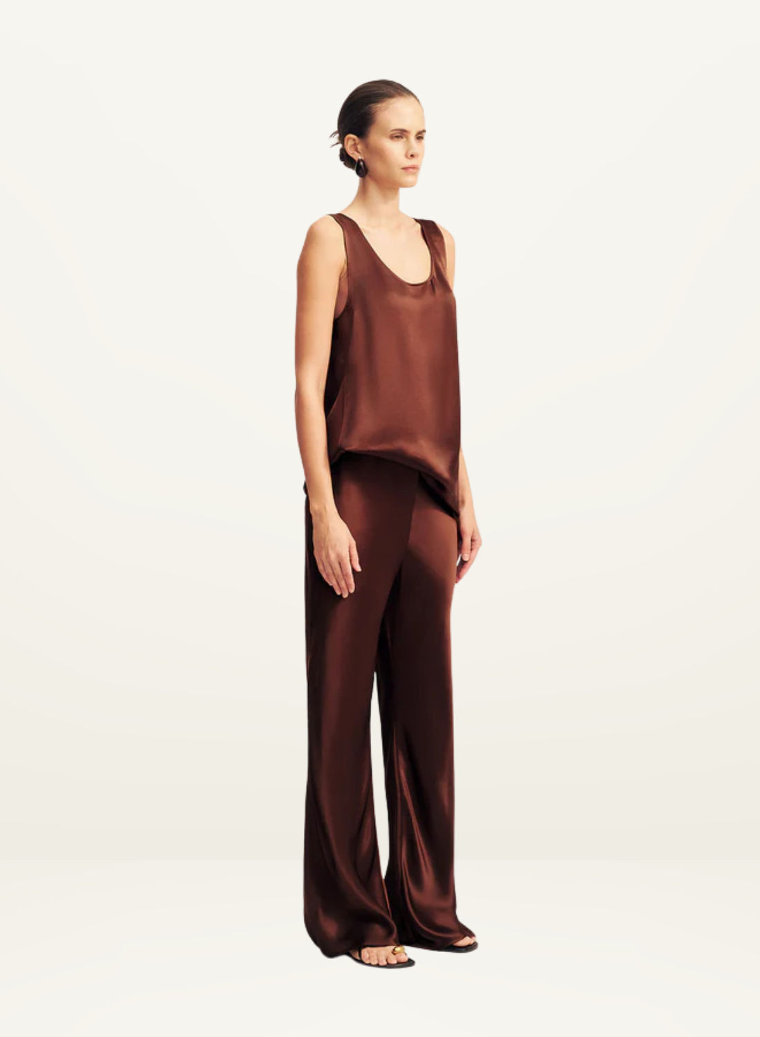 Shona Joy Savannah Scoop Neck Top in Coffee