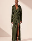 Shae Draped Shirt Maxi Dress PINE GREEN Shona Joy-Shona Joy-Frolic Girls