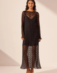 Sol Long Sleeve Lace Midi Dress BLACK Shona Joy-Shona Joy-Frolic Girls