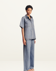 Shona Joy Stella Denim Short Sleeve Shirt in Mid Blue