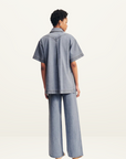 Shona Joy Stella Denim Short Sleeve Shirt in Mid Blue