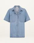 Stella Short Sleeve Denim Shirt in MID BLUE Shona Joy-Shona Joy-Frolic Girls