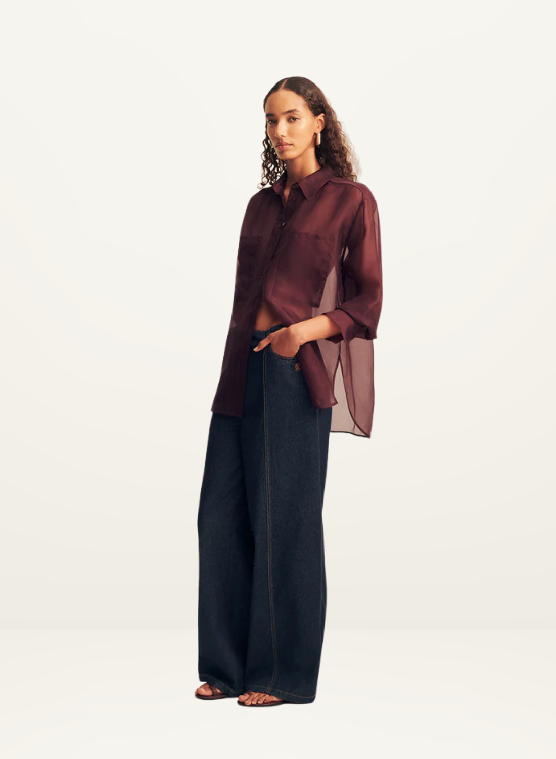 Shona Joy Tibby Silk Organza Shirt in Port Royale