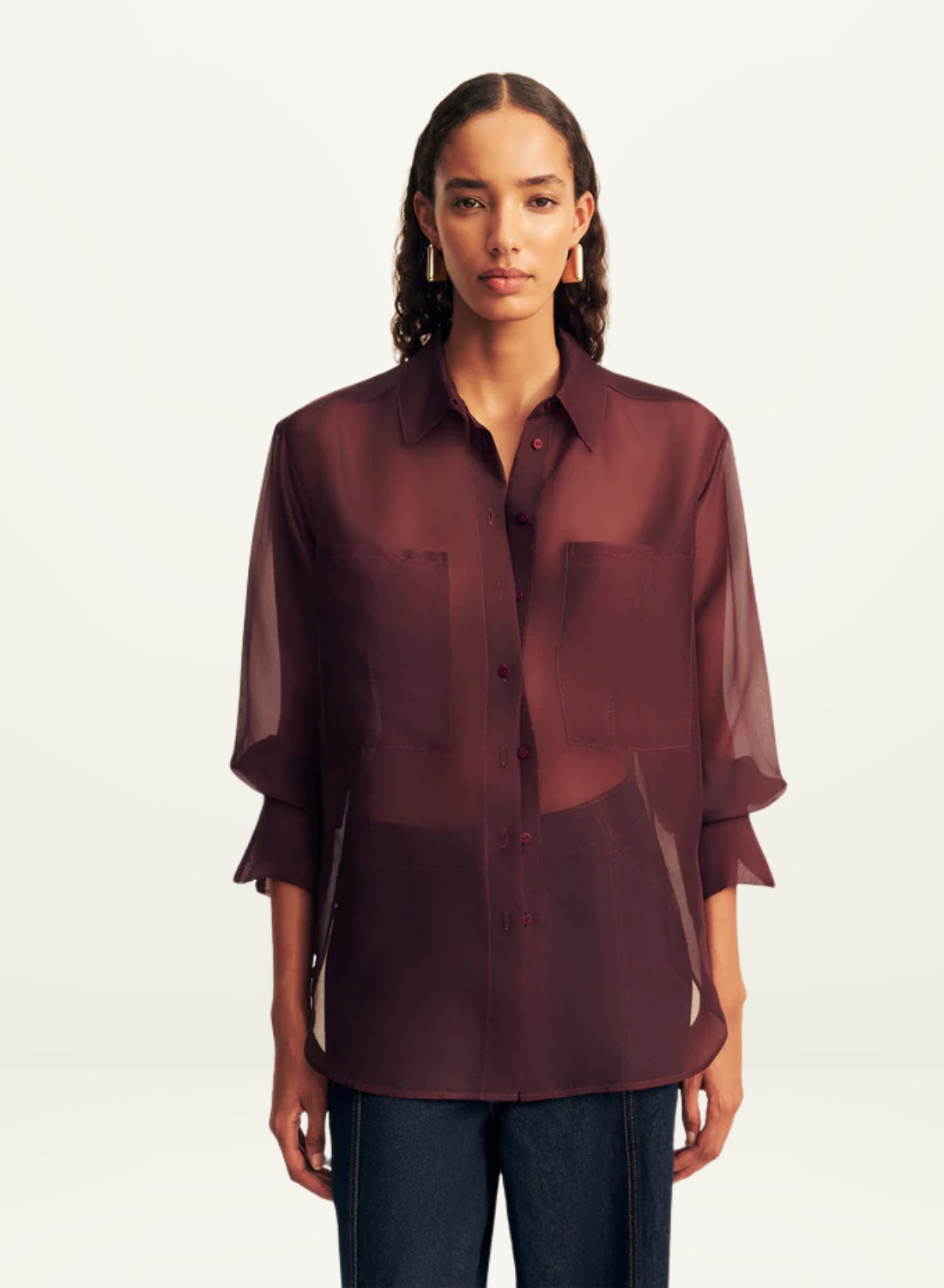Shona Joy Tibby Silk Organza Shirt in Port Royale